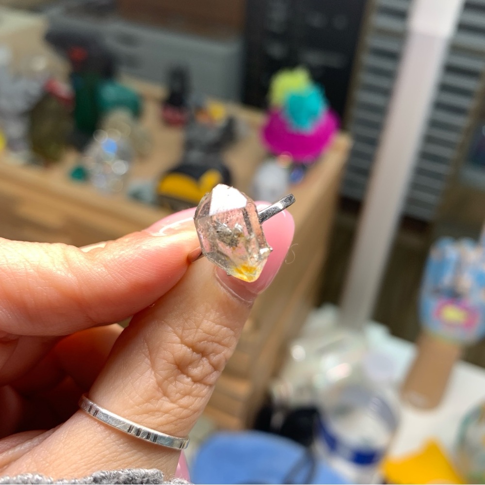925 adjustable herkimer diamond ring